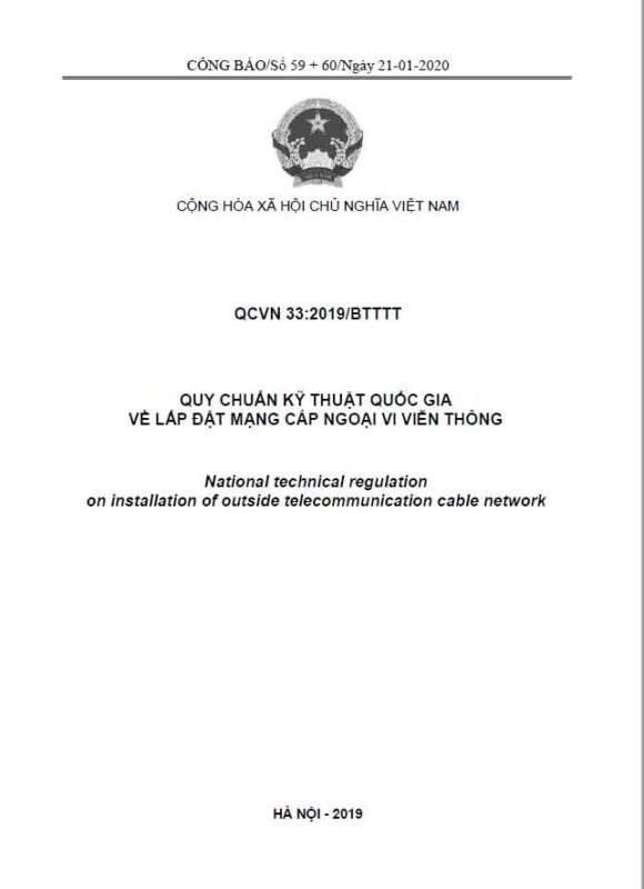 Quy chuẩn QCVN-39-2019 về lắp đặt mạng viễn thông ngoại vi